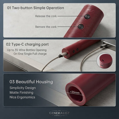Electric Wine Bottle Opener Automatic Wine Corkscrew Rechargeable Wine Opener One-click Button Wine Tools Bar Kitchen Products